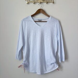 Lisa Todd Blue Striped Side Cinch T Shirt Medium